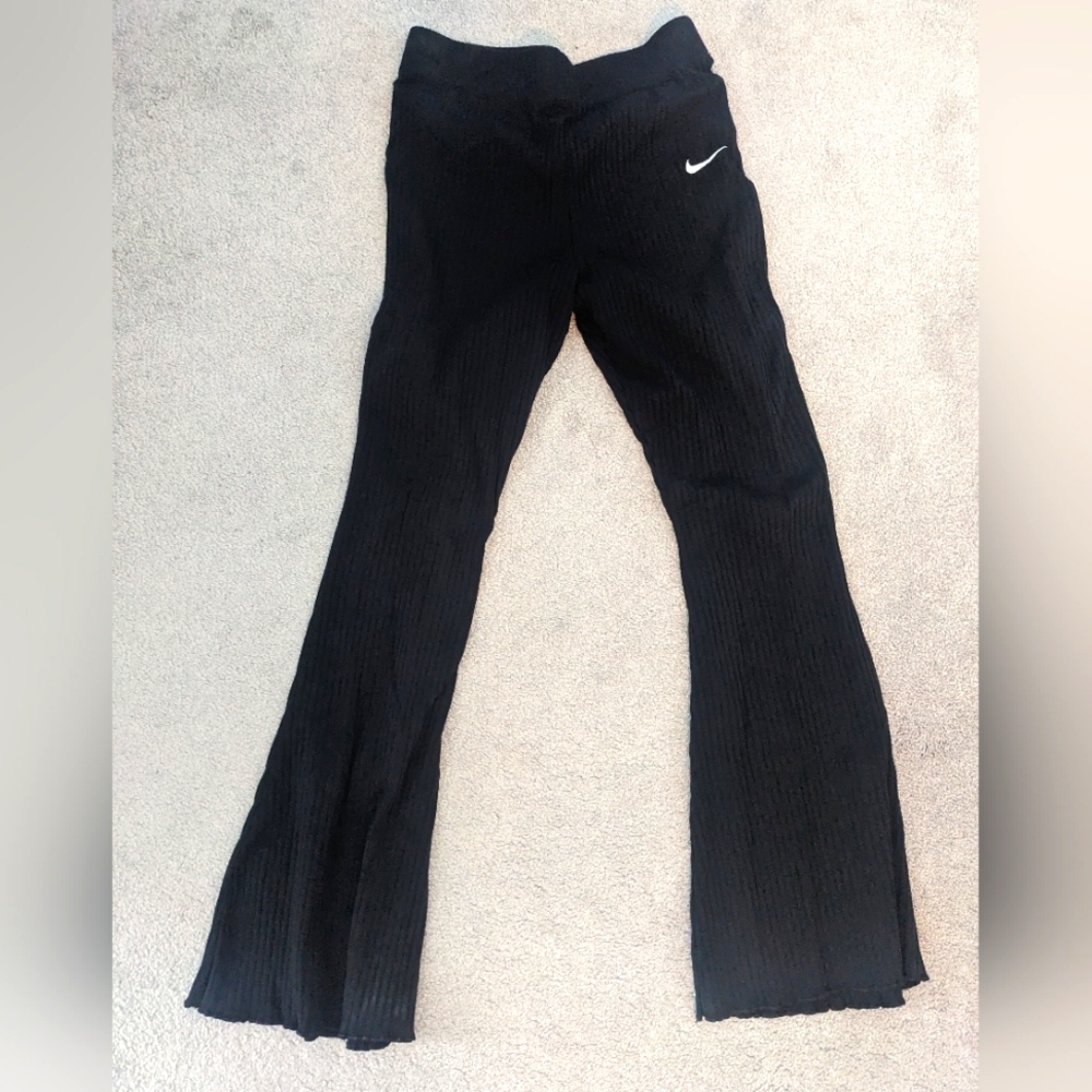 Nike Black Ribbed Flared Pants